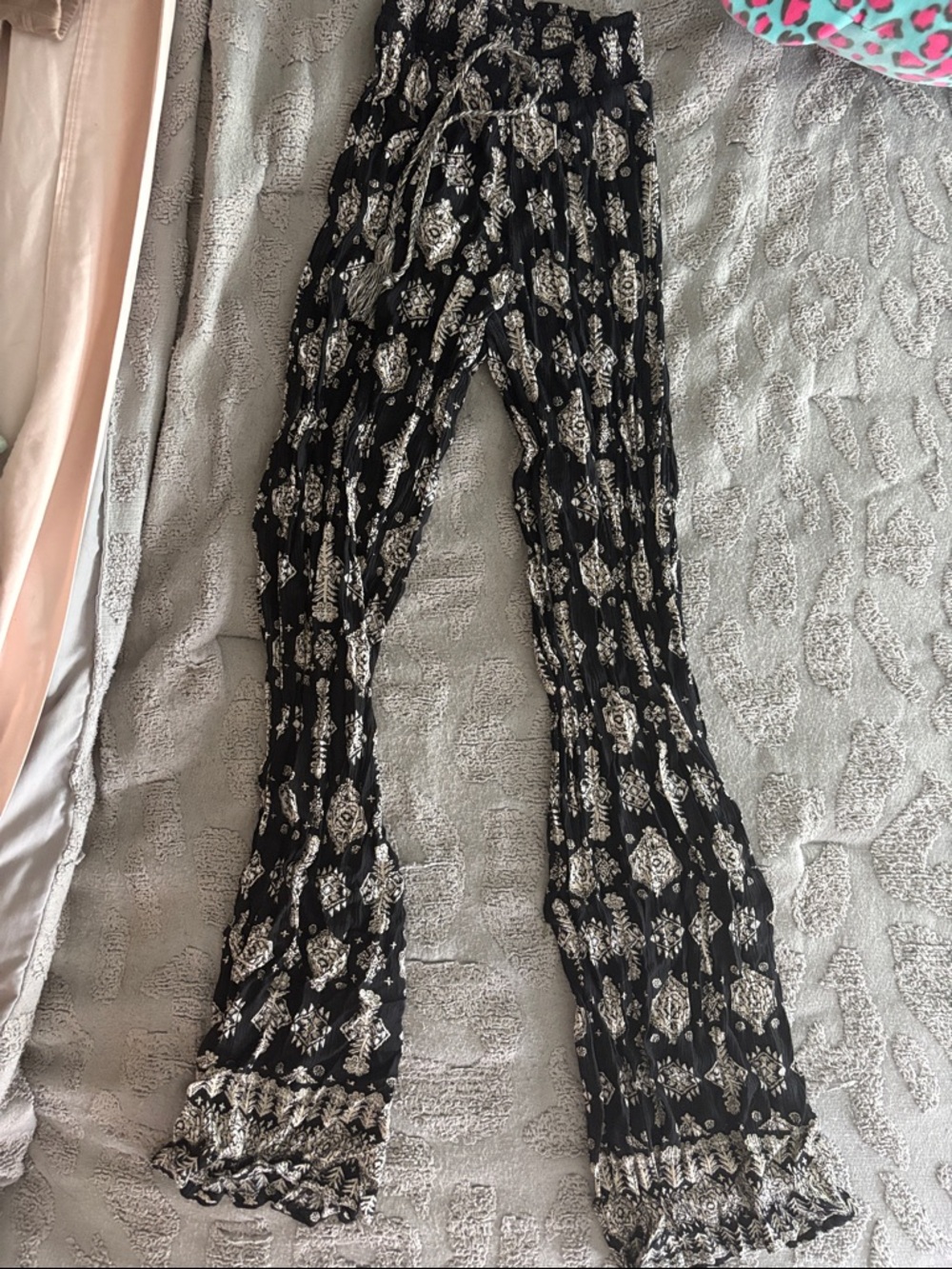 Mudd Black Pants with Cream Paisley Print